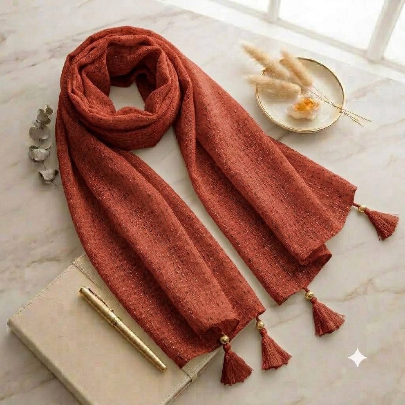 Katha Stich Cotton Terracotta with Hand Katha Stich Work hijab