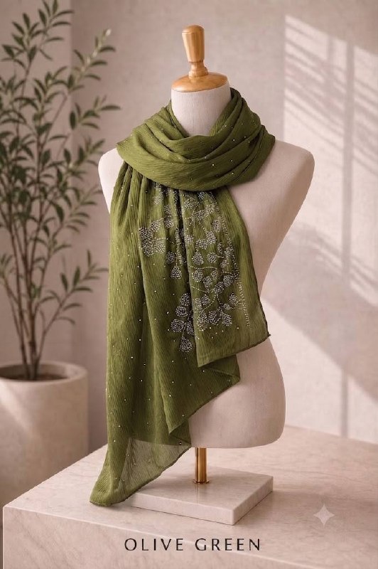 Silk Stone Olive Green hijab