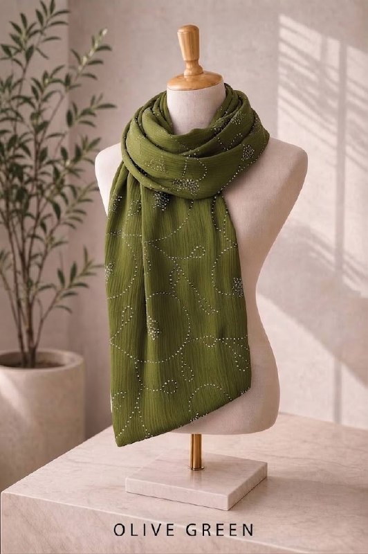 Silk Stone Olive Green hijab