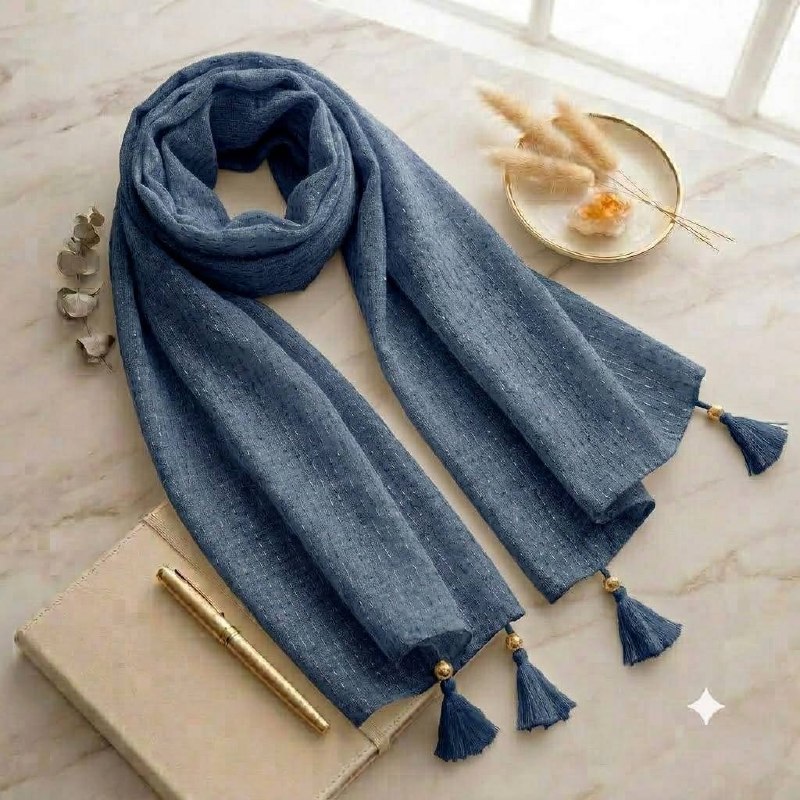Katha Stich Cotton Denim Blue with Hand Katha Stich Work hijab