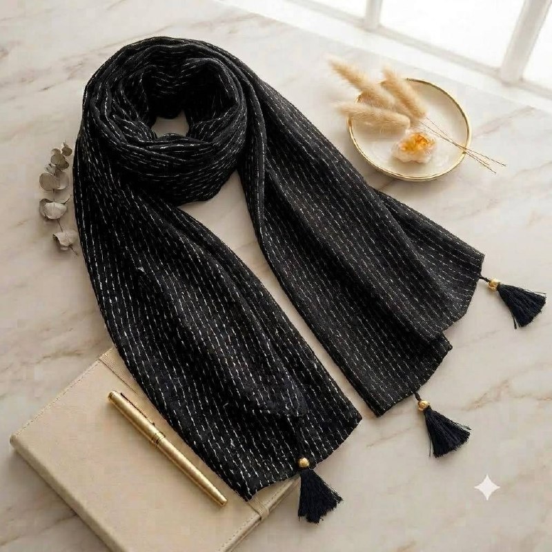 Katha Stich Cotton Black White Combine with Hand Katha Stich Work hijab