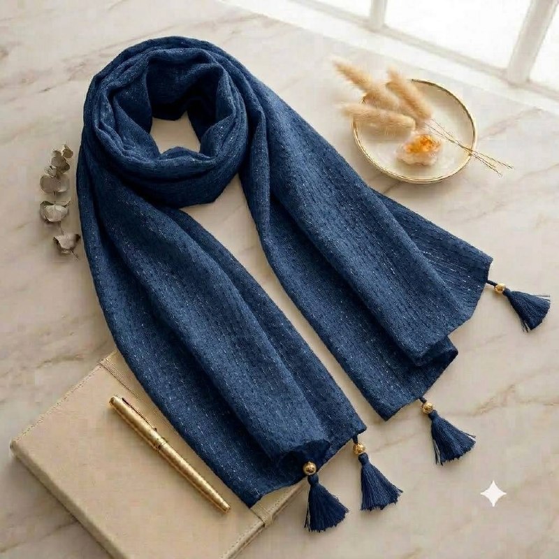 Katha Stich Cotton Dark Blue with Hand Katha Stich Work hijab