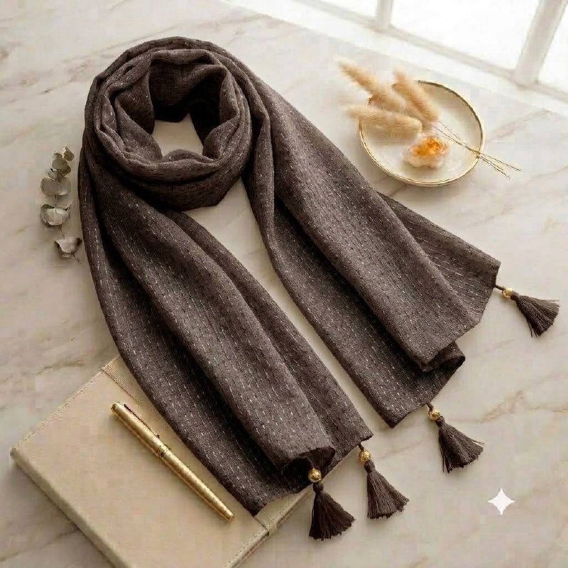 Katha Stich Cotton Ash Brown with Hand Katha Stich Work hijab