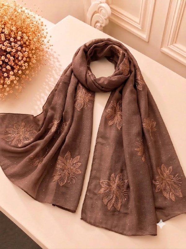 Mix Cotton Coffee with Embroidery & Glitter Work hijab