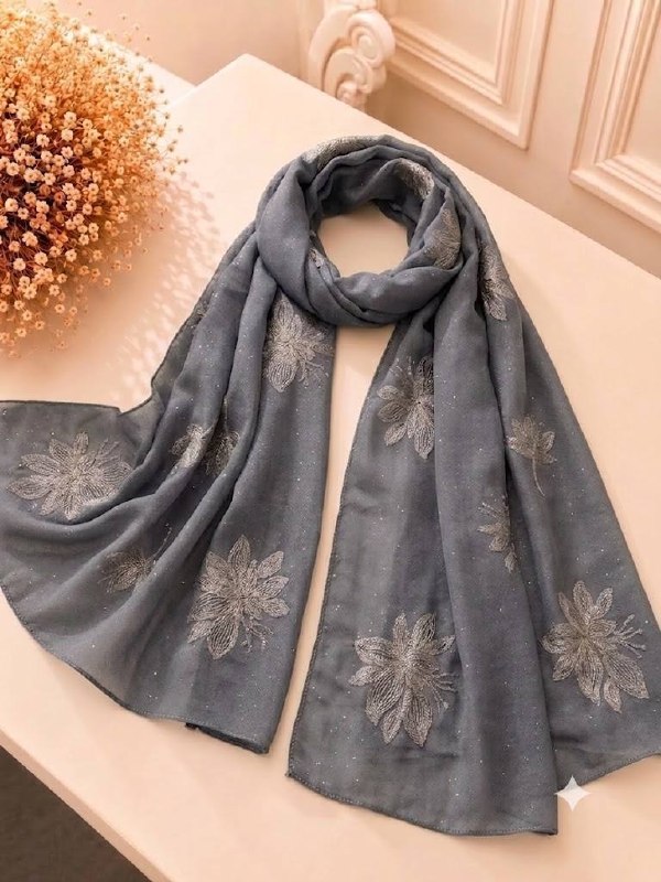 Mix Cotton Ash with Embroidery & Glitter Work hijab