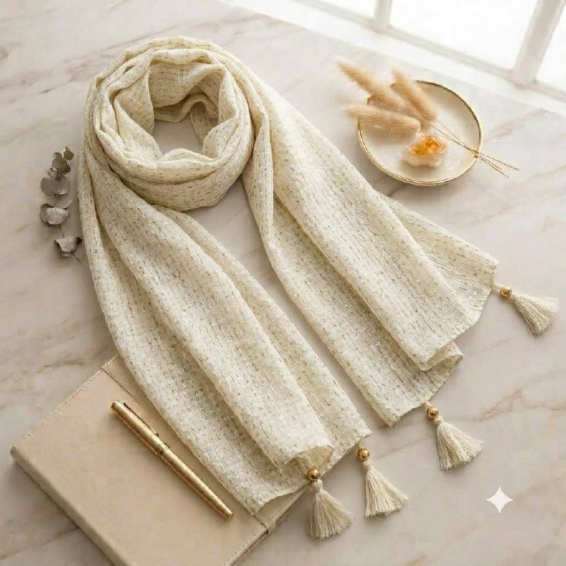 Katha Stich Cotton Off White with Hand Katha Stich Work hijab
