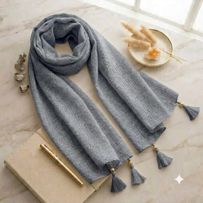 Katha Stich Cotton Grey with Hand Katha Stich Work hijab