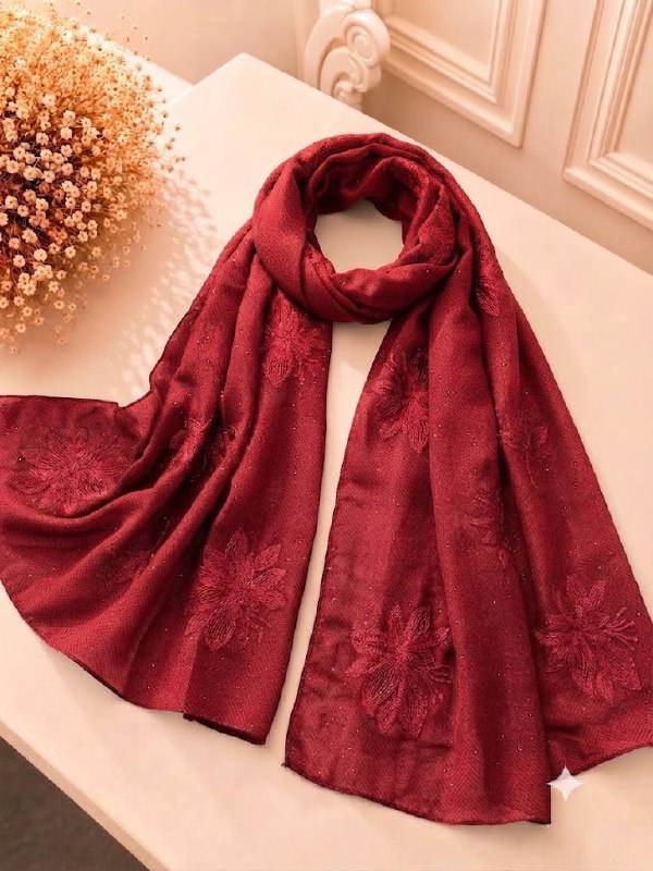 Mix Cotton Merun with Embroidery & Glitter Work hijab