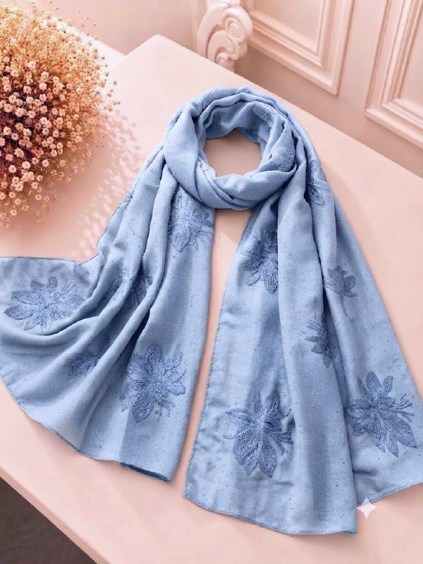 Mix Cotton Dusty Blue with Embroidery & Glitter Work hijab